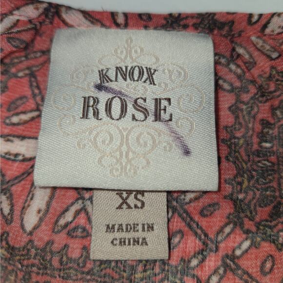 Knox Rose Womens XS Blouse Top Sheer Floral Boho Colorful Bell Sleeves Hippie - Picture 2 of 11